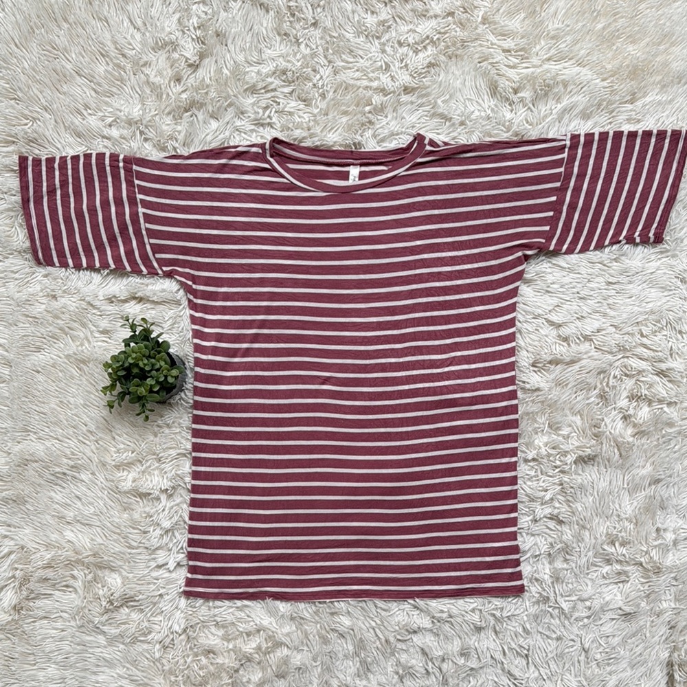 Magic Fit Striped Short Sleeve Top 💗 Pink & Ivory - Picture 4 of 13